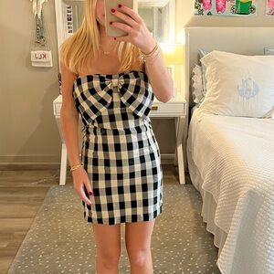 Gingham Bow Black and White Dress